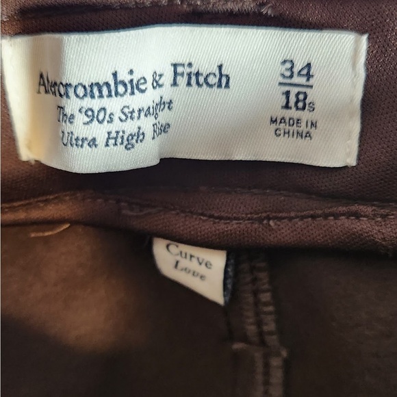 Abercrombie & Fitch Faux Leather 90s Straight Leg Pants Size 18 Short NEW - Picture 5 of 6